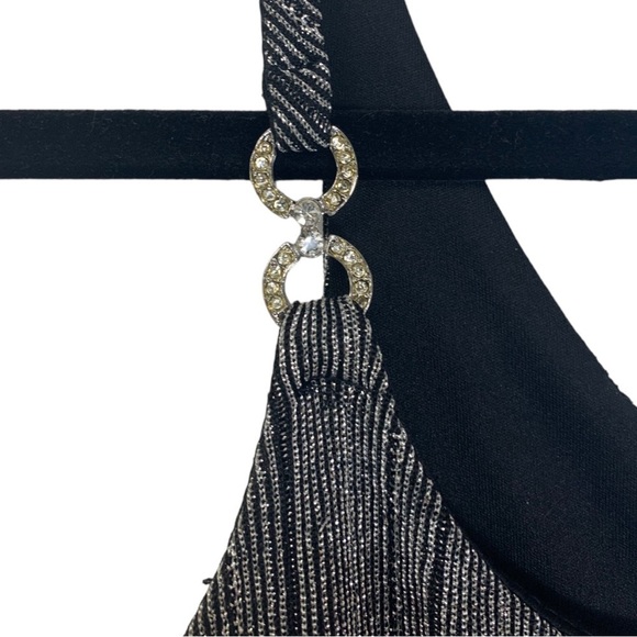 VTG Glam Silver  Metallic Maxi Dress Lined Body-con Formal Tagged SZ 13 Sparkle - Picture 9 of 16